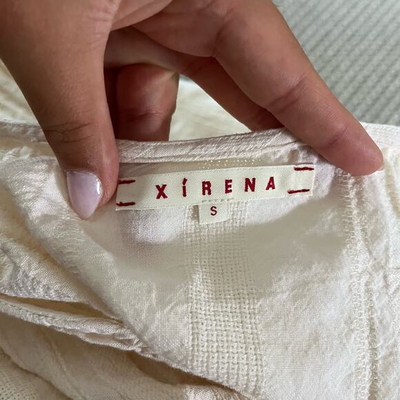 Xirena Tessa Ivory Textured Gauze Cotton V Neck Dress Wmns XS boho minimalist - Picture 9 of 11